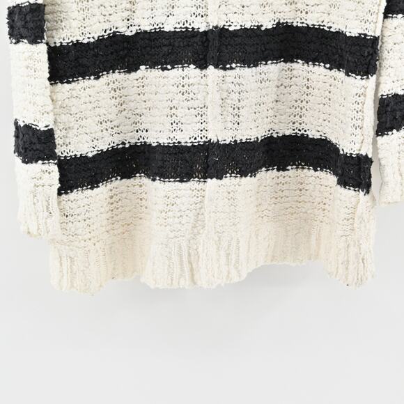 FREE PEOPLE Sweater Womens Size M Songbird Knit VNeck Rugby Stripe Oversized - Picture 11 of 12